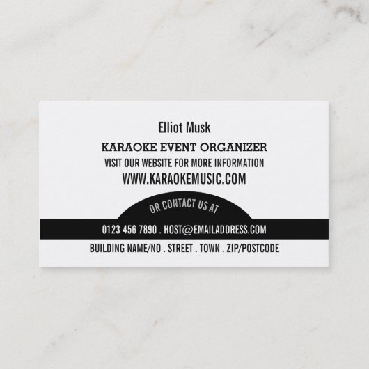 Solo Singer, Karaoke Event Organizer Visitekaartje (Achterkant)