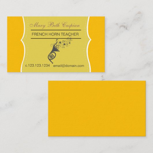 Soloist Performer Jazz Golden French Horn Visitekaartje (Voorkant / Achterkant)