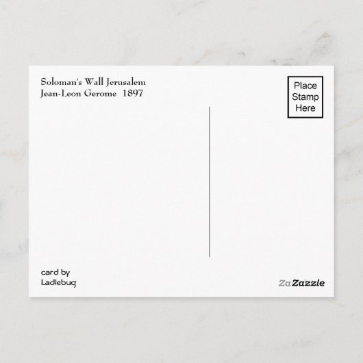 Soloman's Wall Jerusalem, Jean-Leon Gerome Briefkaart (Achterkant)