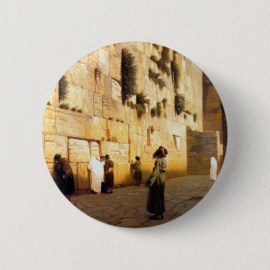 Soloman's Wall Jerusalem, Jean-Leon Gerome Ronde Button 5,7 Cm (Voorkant)
