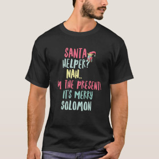 Solomon Christmas Funny Text Santa Helper Man Boy T-shirt
