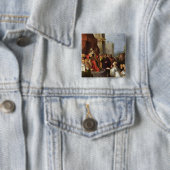 Solomon en de koningin van Sheba Vierkante Button 5,1 Cm (In situ)