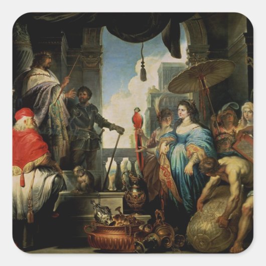 Solomon en de koningin van Sheba Vierkante Sticker (Voorkant)