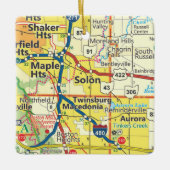 Solon Ohio Road Map Keramisch Ornament (Voorkant)
