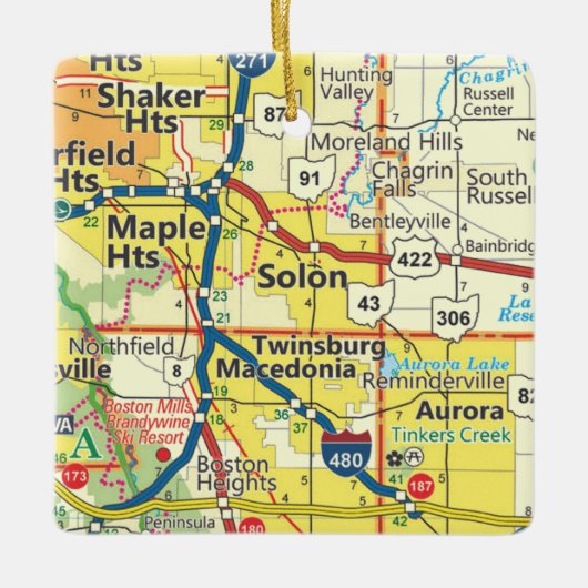 Solon Ohio Road Map Keramisch Ornament (Voorkant)