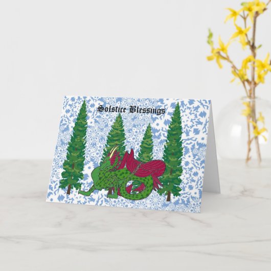 Solstice Blessings Dragon Card Kaart (Gele Bloem)