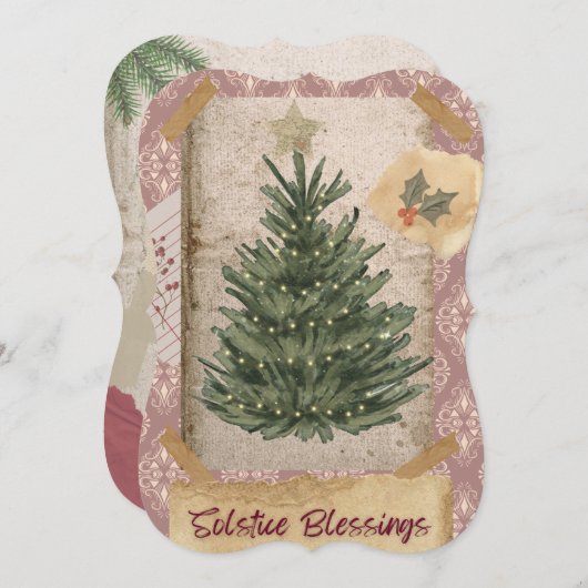 Solstice Blessings Holiday Kaart (Flat) (Voorkant / Achterkant)