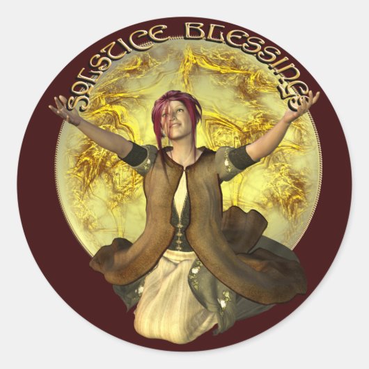 Solstice Blessings Ronde Sticker (Voorkant)