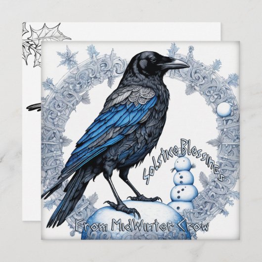 Solstice Blessings, van Midwinter Crow. Feestdagenkaart (Voorkant / Achterkant)