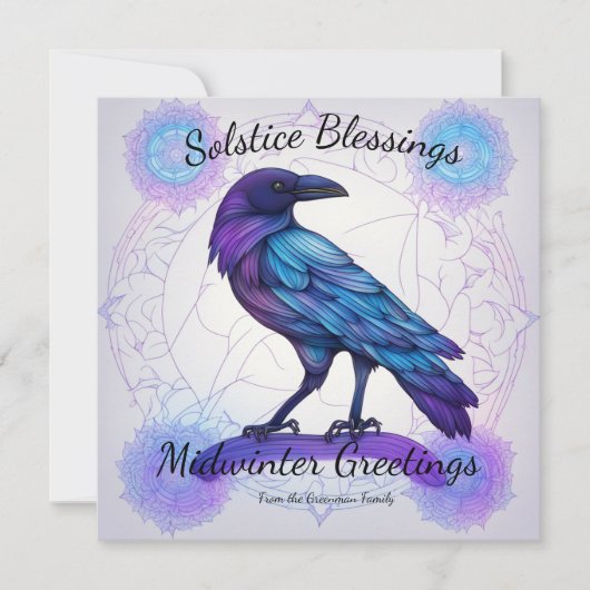 Solstice Crow Serenade Gepersonaliseerde Midwinter Kaart (Voorkant)