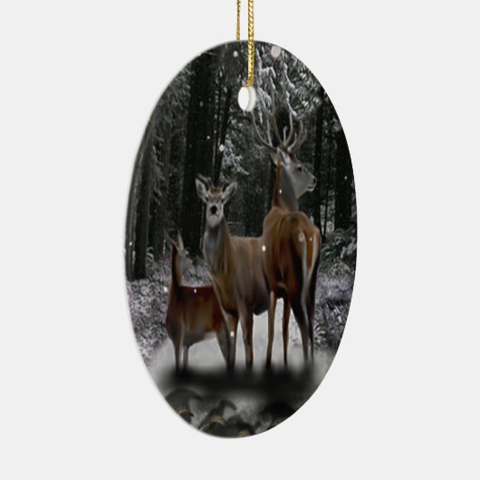 Solstice Deer Family Keramisch Ornament (Rechts)