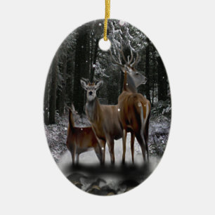 Solstice Deer Family Keramisch Ornament