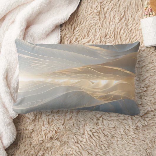 Solstice Echo – Luminous Gold Wave Abstract Throw  Kussen (Deken)