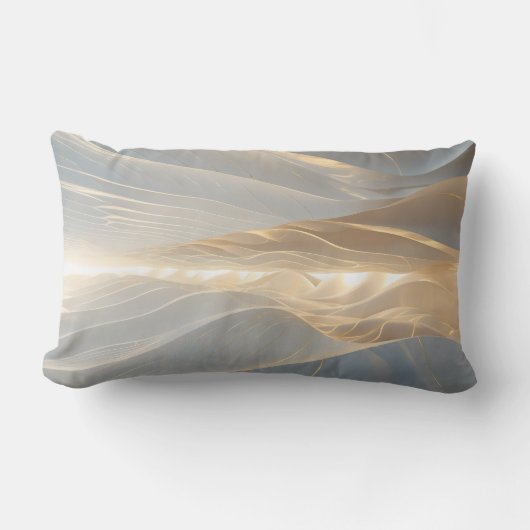 Solstice Echo – Luminous Gold Wave Abstract Throw  Kussen (Voorkant)
