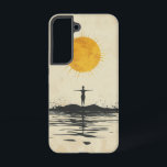 Solstice Reflection Telefoonhoes Samsung Galaxy Hoesje<br><div class="desc">Een eenzame zon reflecteert over kalme wateren in een minimale scène die stilte en zachte introspectie oproept.</div>