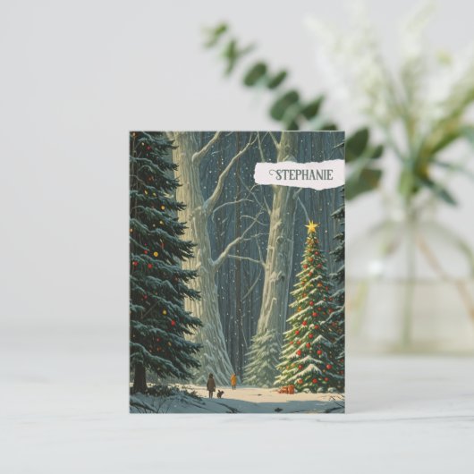 Solstice Spruce Gepersonaliseerde Kerstmis Briefkaart (Staand voorkant)