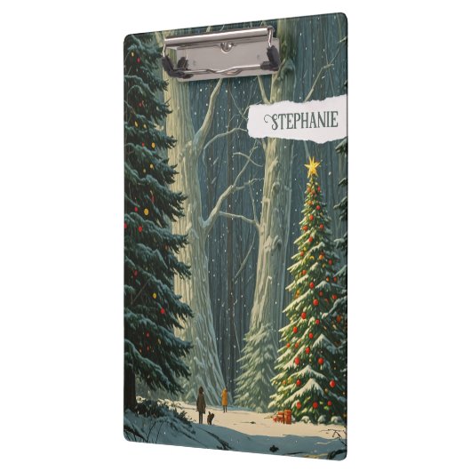 Solstice Spruce Gepersonaliseerde Kerstmis Klembord (Links)