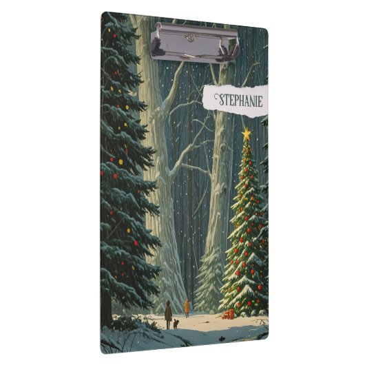 Solstice Spruce Gepersonaliseerde Kerstmis Klembord (Rechts)