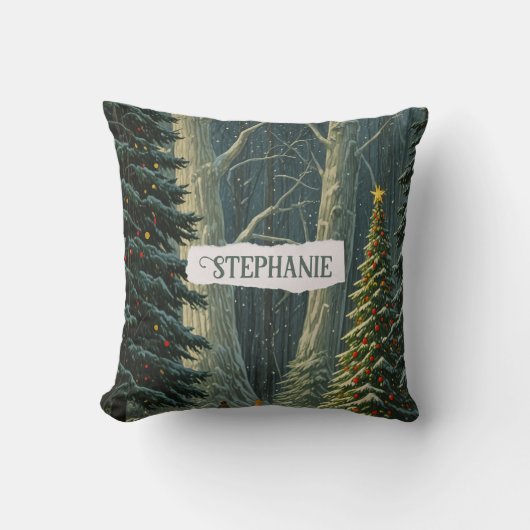 Solstice Spruce Gepersonaliseerde Kerstmis Kussen (Voorkant)