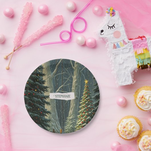 Solstice Spruce Gepersonaliseerde Kerstmis Papieren Bordje (Feest)