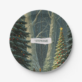 Solstice Spruce Gepersonaliseerde Kerstmis Papieren Bordje