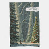Solstice Spruce Gepersonaliseerde Kerstmis Theedoek (Verticaal)