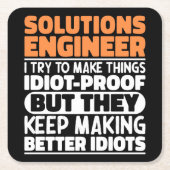Solutions Engineer Ik probeer het grappig cool te  Kartonnen Onderzetters (Voorkant)