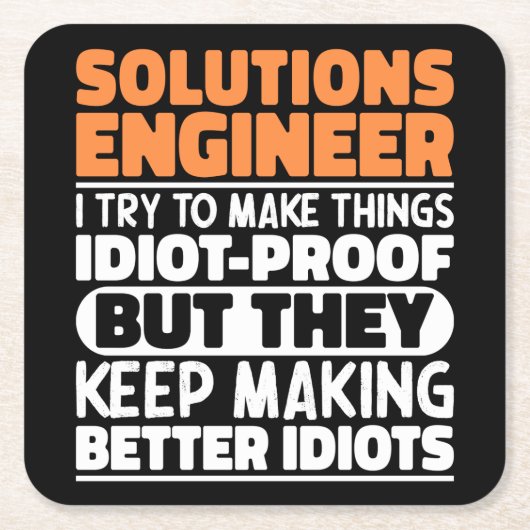 Solutions Engineer Ik probeer het grappig cool te  Kartonnen Onderzetters (Voorkant)