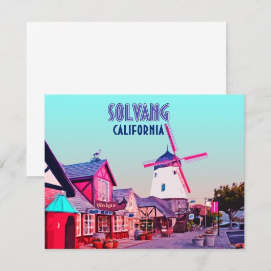 Solvang Danish Downtown California Flat Kaart (Voorkant / Achterkant)