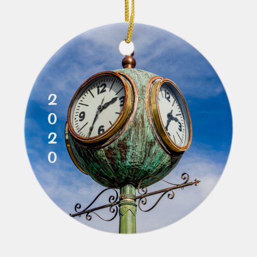 Solvang, Straathoekklok en Windpomp Keramisch Ornament (Voorkant)