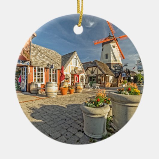 Solvang Windmill Uitzicht Keramisch Ornament (Voorkant)