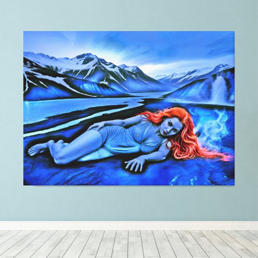 "Sólvátra" - Vlam onder het ijs Canvas Afdruk (Insitu (Houten vloer))