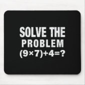 Solve The Problem (9×7)+4=_ Funny Math Teacher  Muismat (Voorkant)