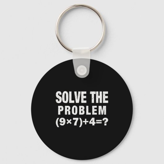 Solve The Problem (9×7)+4=_ Funny Math Teacher Sleutelhanger (Voorkant)