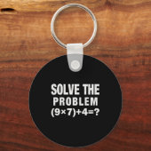 Solve The Problem (9×7)+4=_ Funny Math Teacher Sleutelhanger (Voorkant)