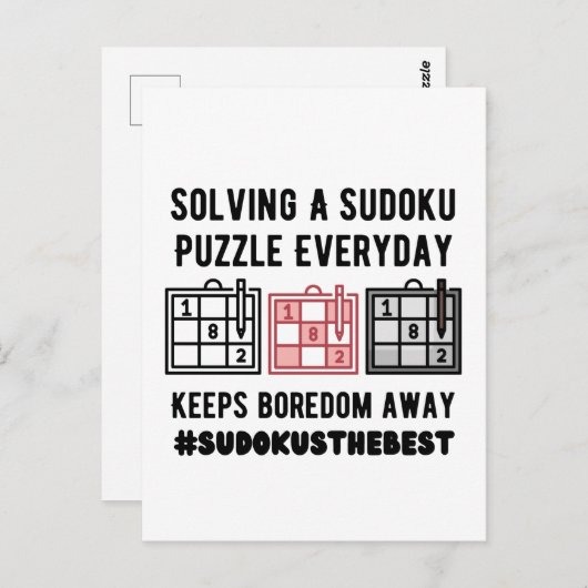Solving a sudoku puzzle a everyday   briefkaart (Voorkant / Achterkant)