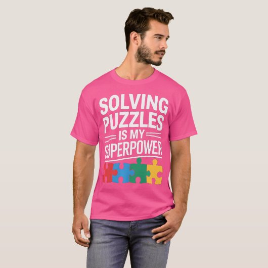 Solving Puzzles Is My Superpower Funny Jigsaw Puzz T-shirt (Voorkant volledig)