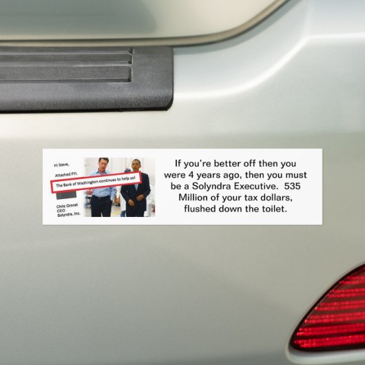 Solyndra Bank of Washington CEO Obama Bumpersticker (Op auto)