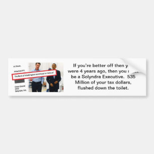 Solyndra Bank of Washington CEO Obama Bumpersticker