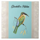 Somali Bee Eater Bird met naam op Aqua Tegeltje (Voorkant)