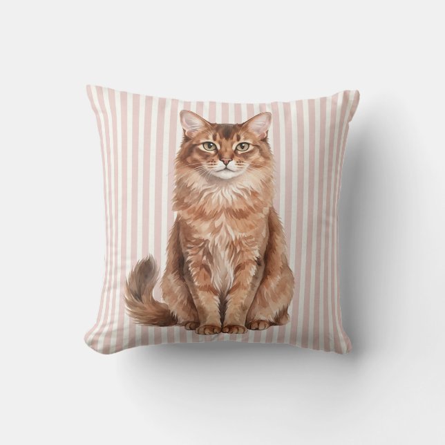 Somali Kat Waterverf Kussen (Voorkant)