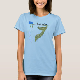 Somalia Kaart + Vlag + Titel T-Shirt