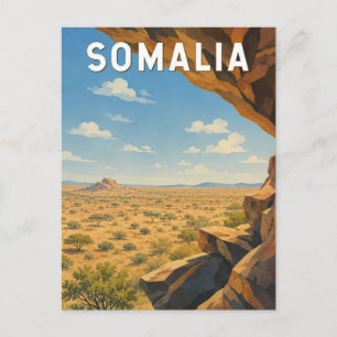 Somalie Illustratie Reis Kunst Vintage Briefkaart
