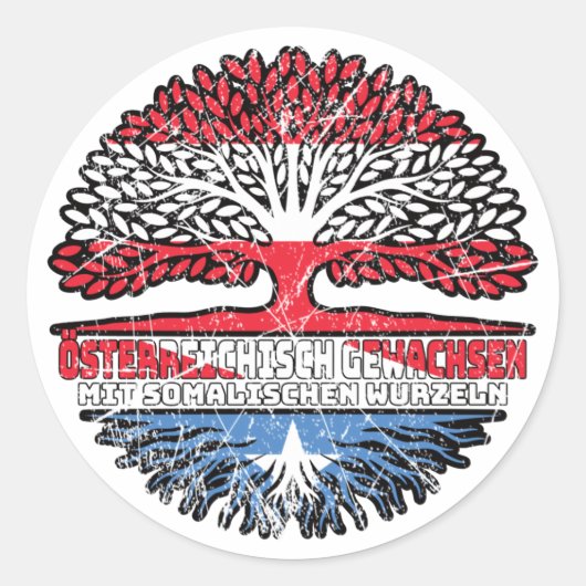 Somalië Somalisch Österreichisch Österreich Baum Ronde Sticker (Voorkant)