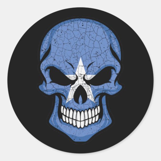 Somalische glimlachende schedelvlag ronde sticker (Voorkant)