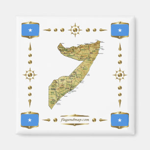 Somalische kaart + Flags Magnet