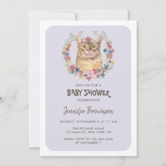 Somalische Kat Baby Shower Kaart (Voorkant)