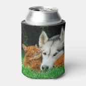 Somalische kat en Siberische Husky schattige vrien Blikjeskoeler (Blikje Voorkant)