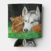 Somalische kat en Siberische Husky schattige vrien Blikjeskoeler (Voorkant)