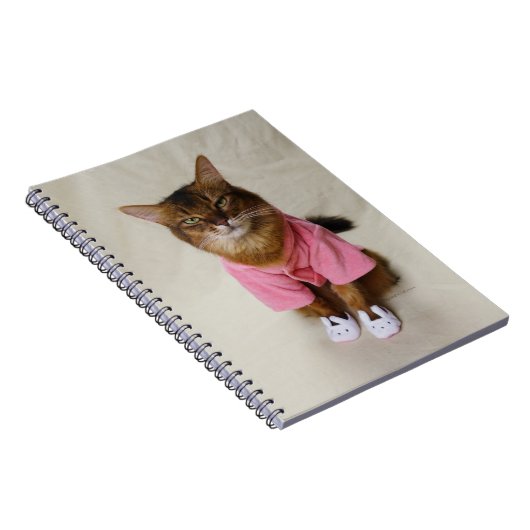 Somalische kat in Robe en Slippers Notitieboek (Rechterzijde)